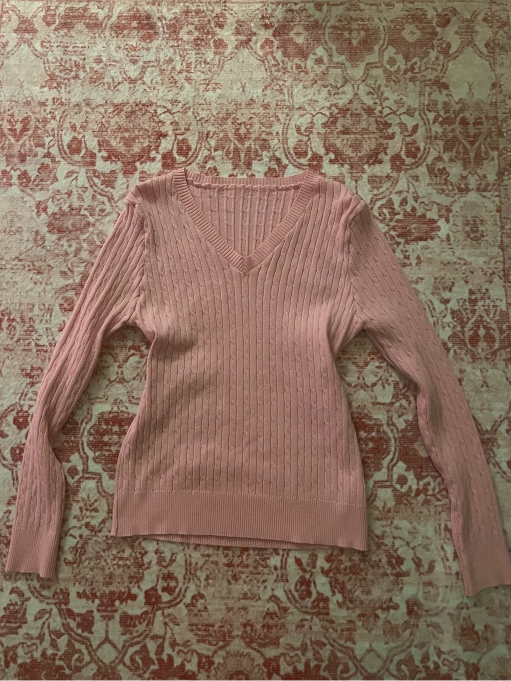 cable knit pattern pink sweater